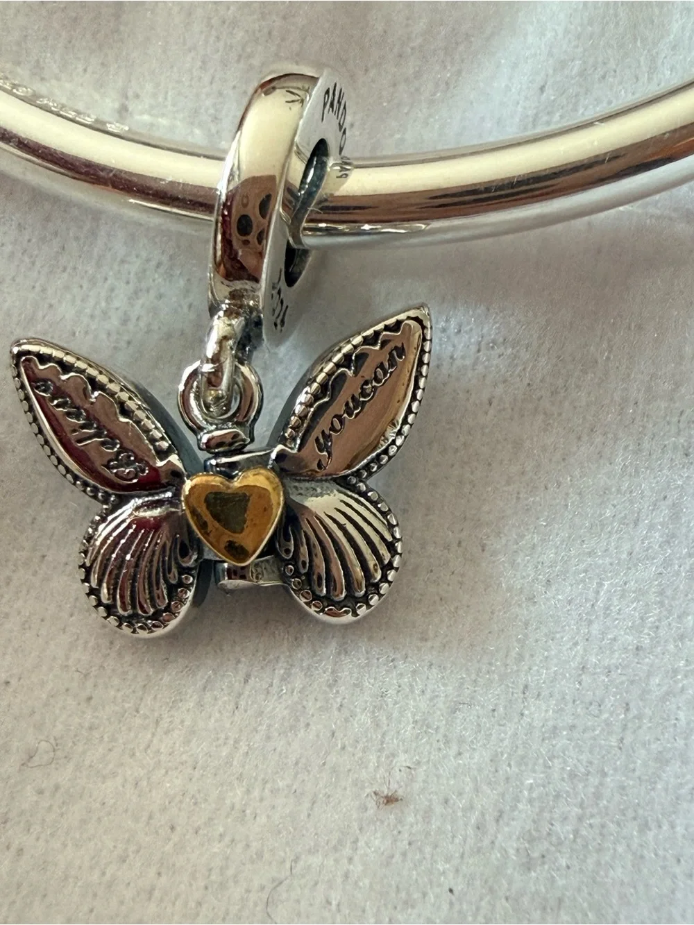 Pandora Blue Green Enamel Butterfly Dangle Charm